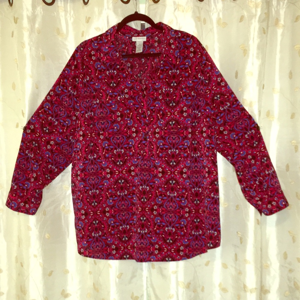 Tunic length button up blouse